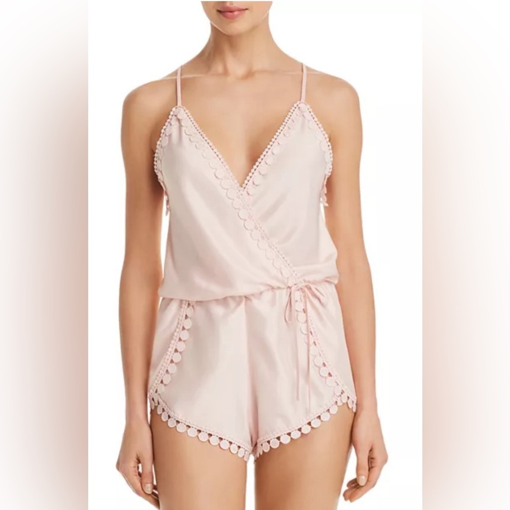 Flora Nikrooz Millie Romper crossover adjustable straps embroidered eyelet trim